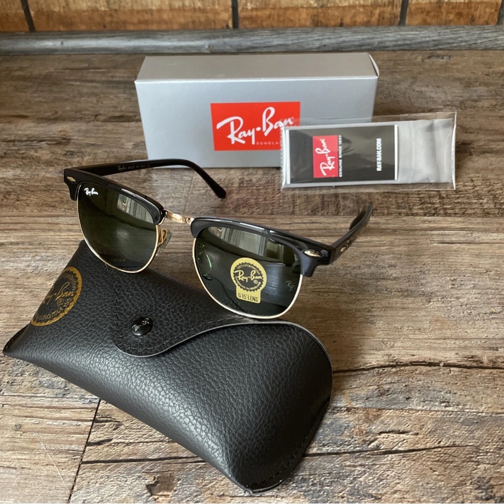 *Brand New* Clubmaster Classic Men’s Black Frame  Sunglasses (Green G-15 Lenses)